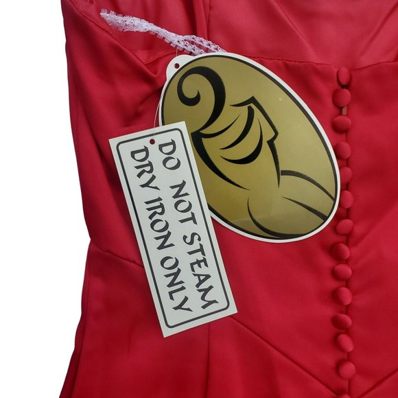 NWT Vintage Watters and Watters Red Satin Formal Maxi Dress Size 2 - Picture 11 of 13